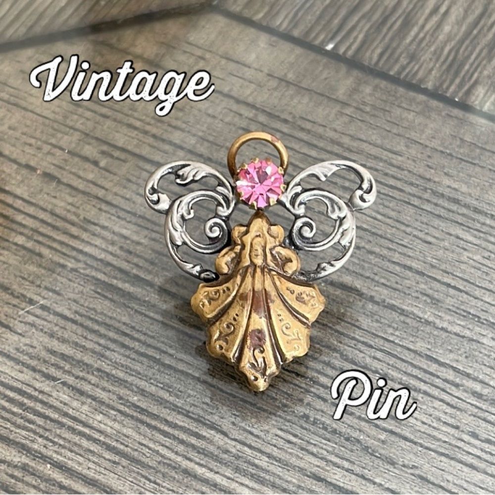 Vintage 90’s Elegant Gold and Silver Angel Pin